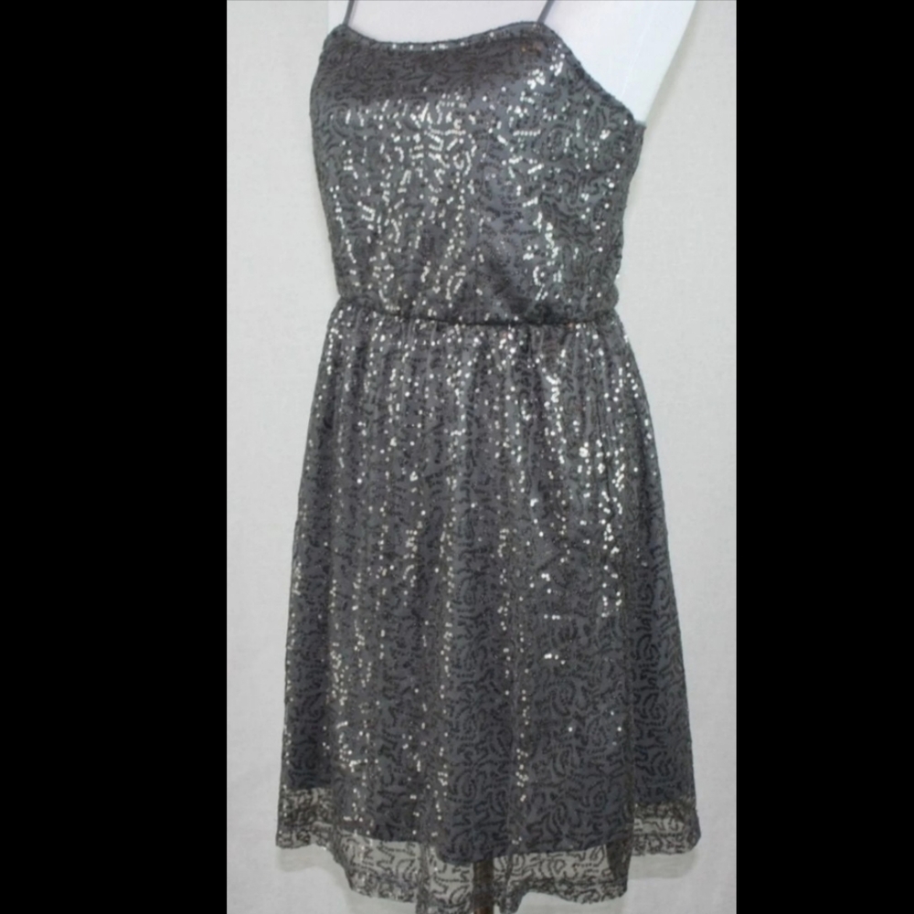 Silver sequin mini dress